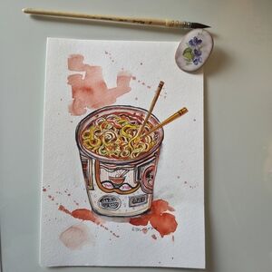 "Slurp-worthy" Original Painting In Watercolour And Ink.